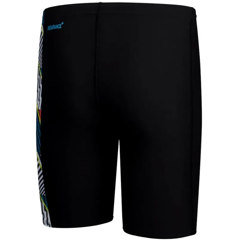 Speedo Boys Digital Panel Jammer Black/White/Watermelon/Bolt/Bitter-1