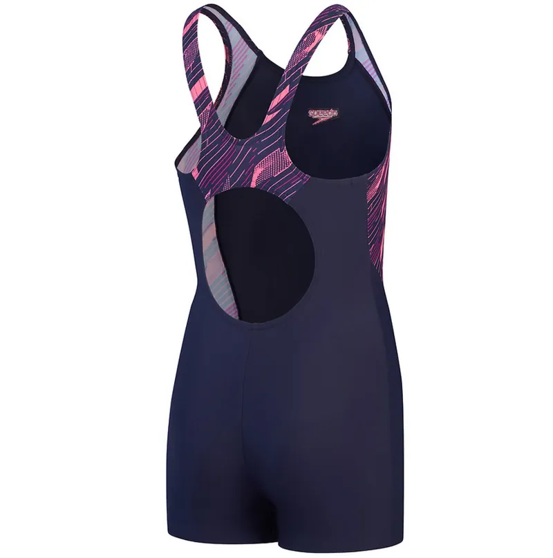 Speedo Girls Hyperboom Splice Legsuit True Navy/Electric Pink-1