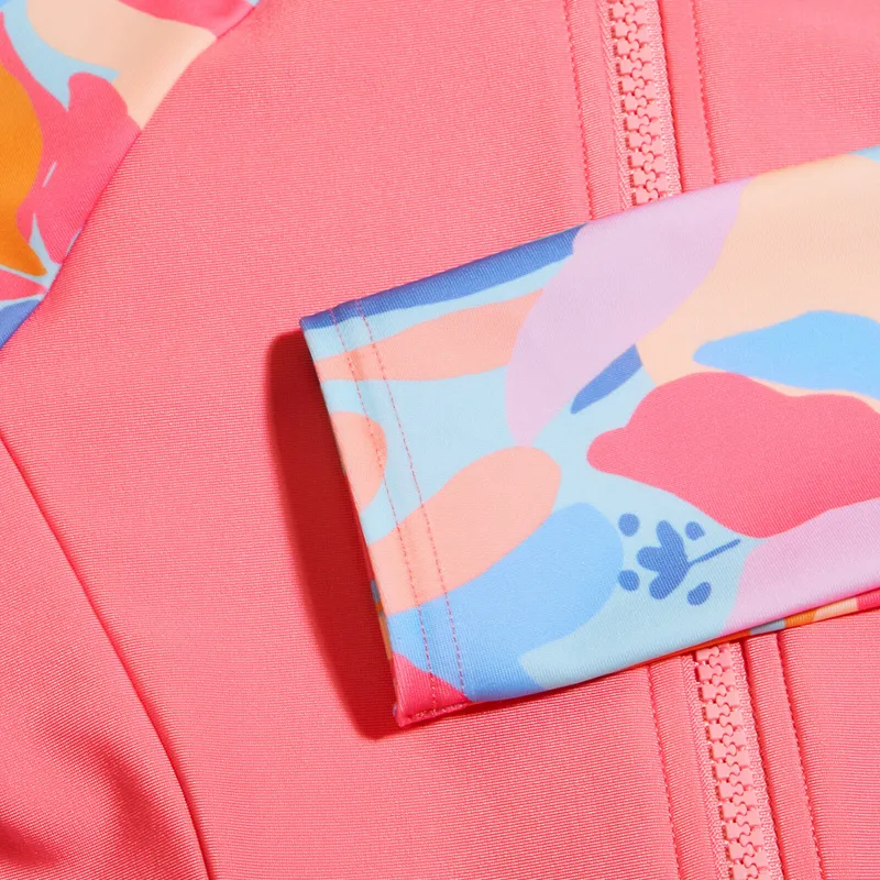 Speedo Girls Long Sleeve Swimsuit Pink-3