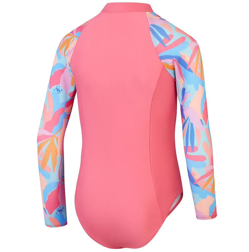 Speedo Girls Long Sleeve Swimsuit Pink-1