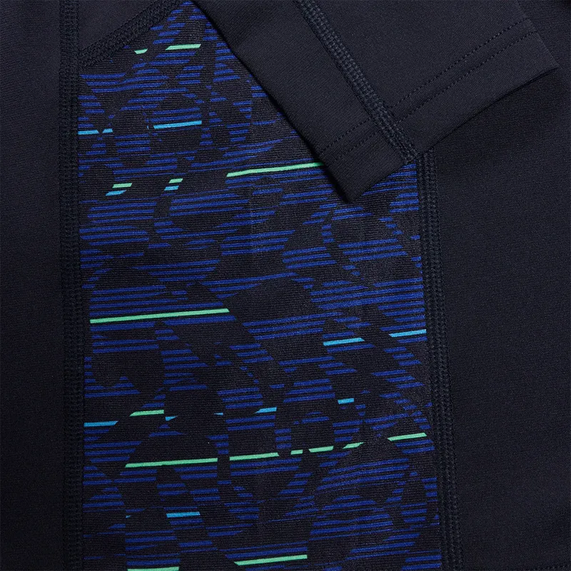 Speedo Men's End+ Splice Rash Top Navy/Green-7