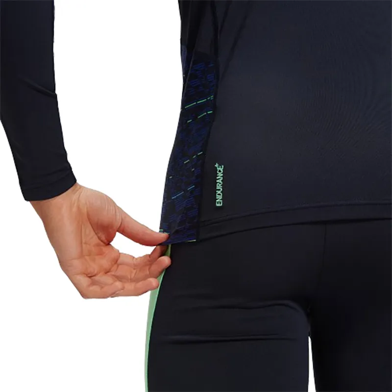 Speedo Men's End+ Splice Rash Top Navy/Green-6