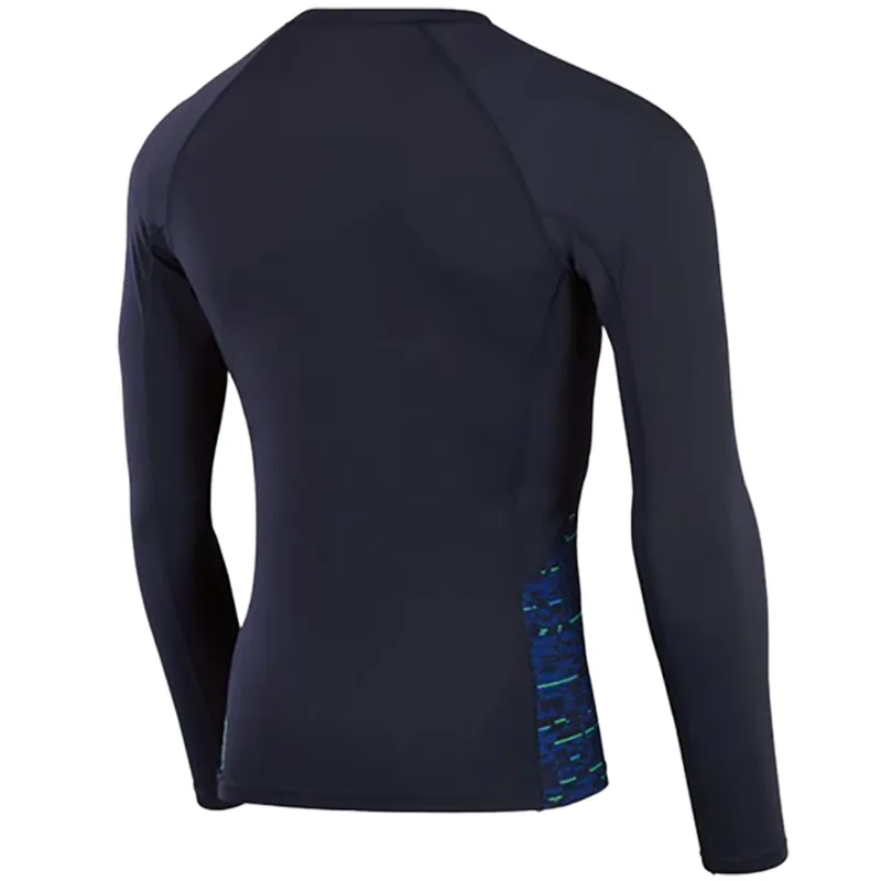 Speedo Men's End+ Splice Rash Top Navy/Green-1