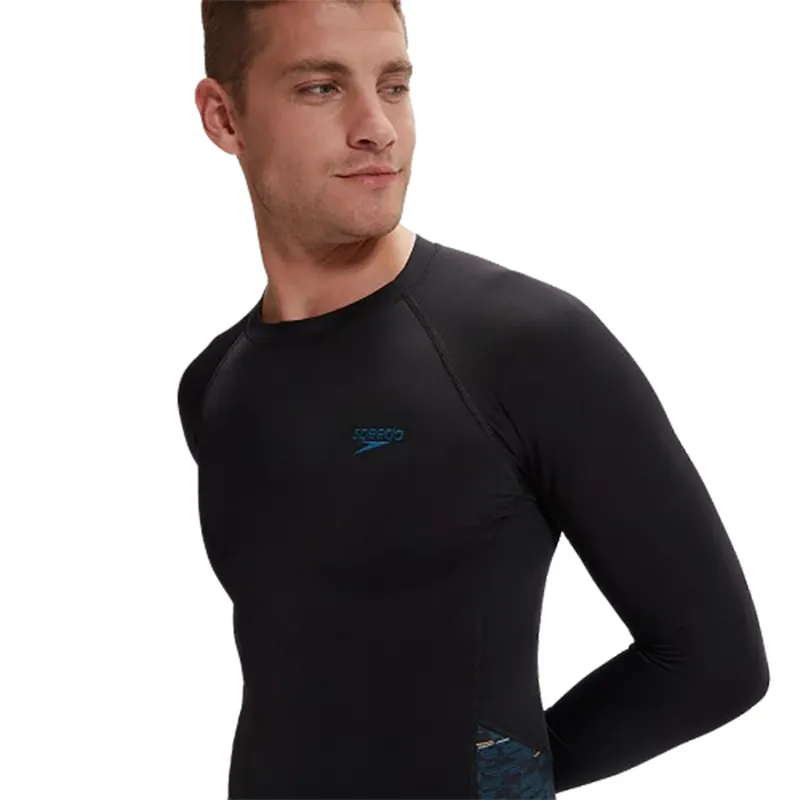 Speedo Men's Endurance Splice Long Sleeve Top Black-5