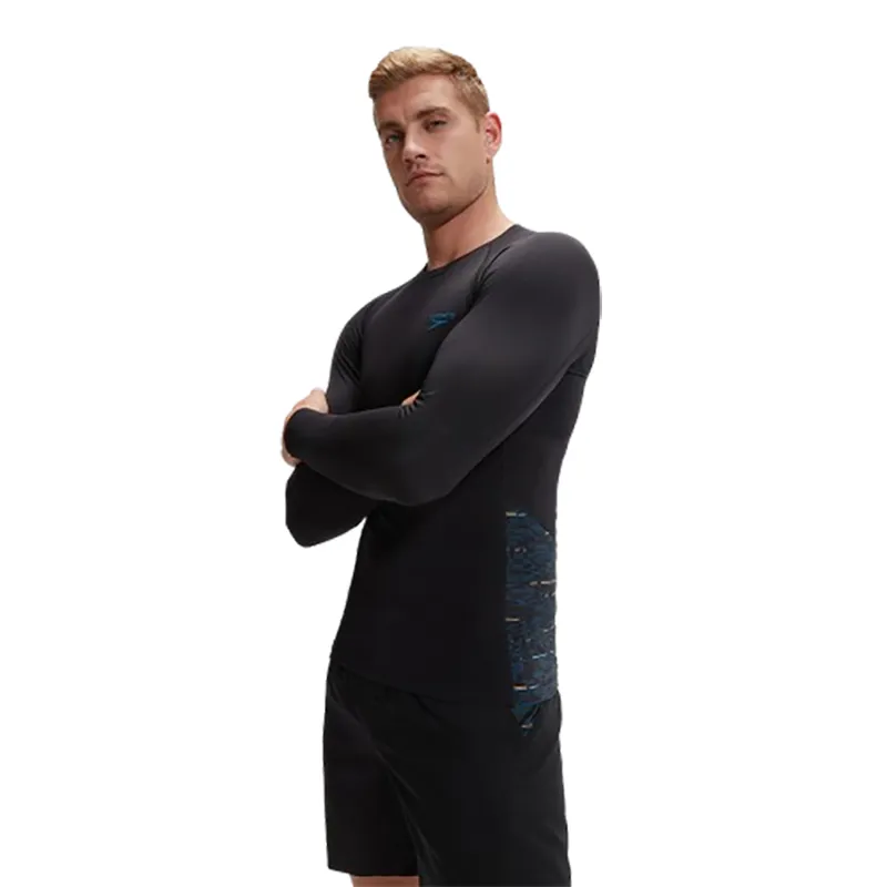 Speedo Men's Endurance Splice Long Sleeve Top Black-3