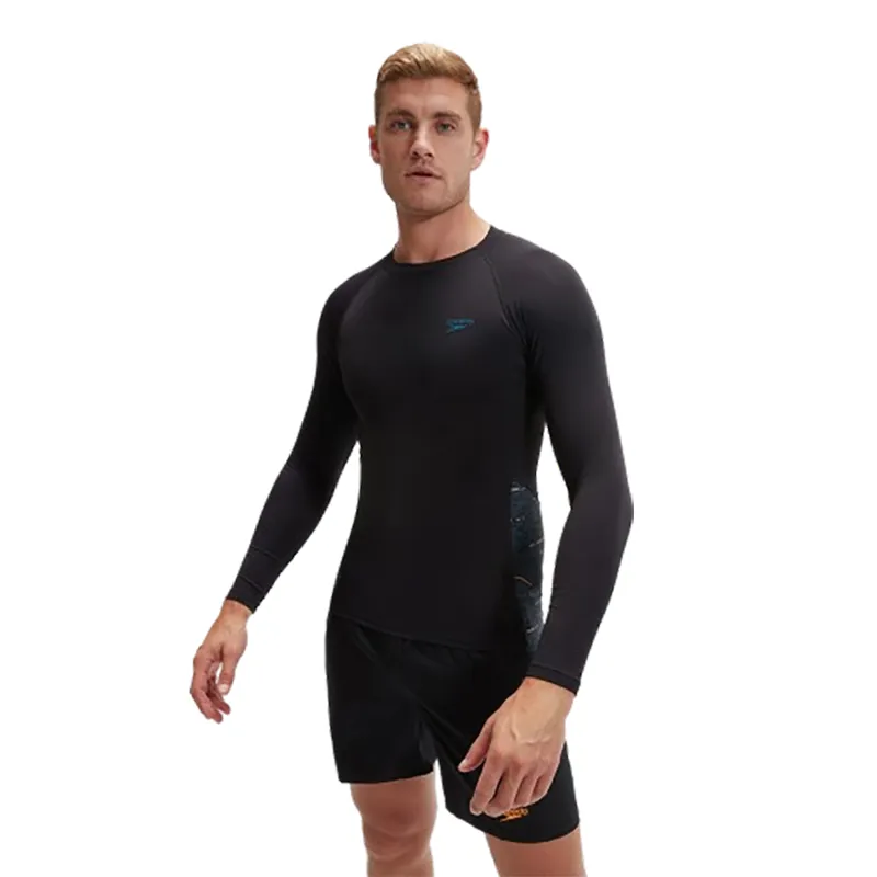 Speedo Men's Endurance Splice Long Sleeve Top Black-2