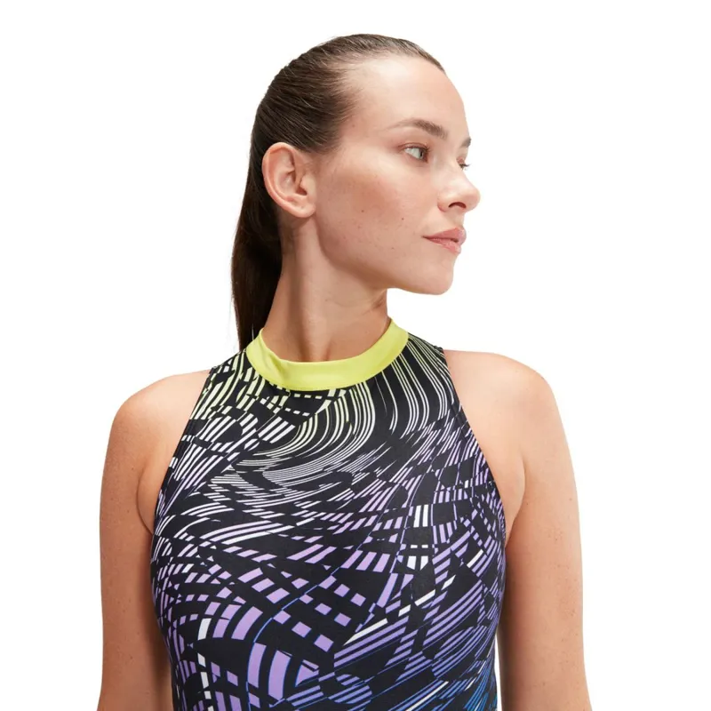  Speedo Printed Hydrasuit One Piece Black Purple Lemon-5