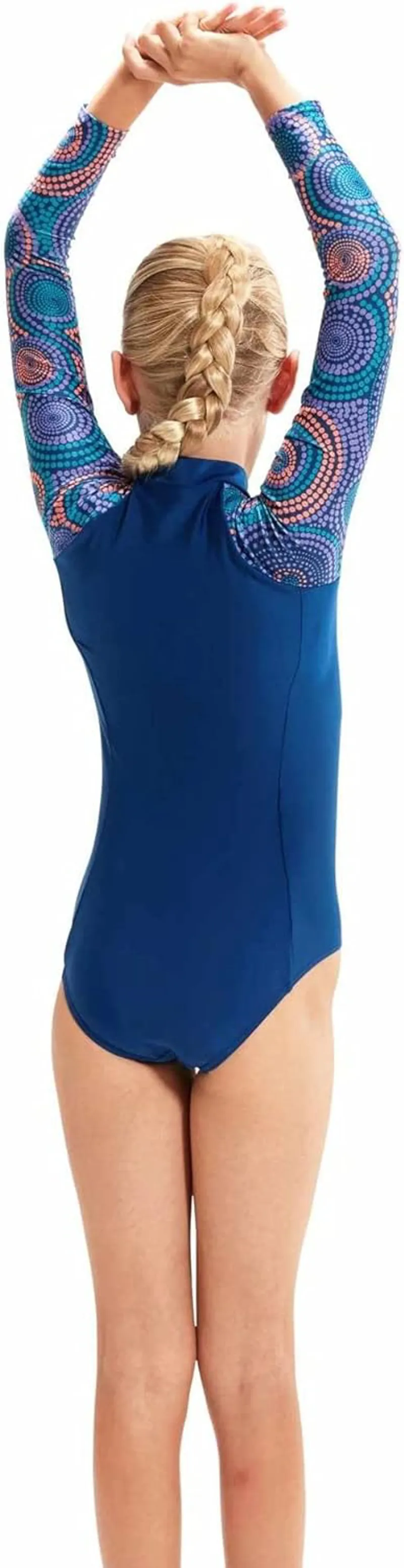 Speedo Printed Long Sleeve Junior Paddle Suit Blue/Purple-2