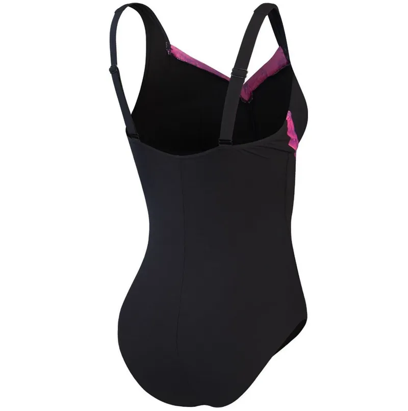 Speedo Women's Shaping Printed Lunaelustre 1 Piece Black/Pink-1