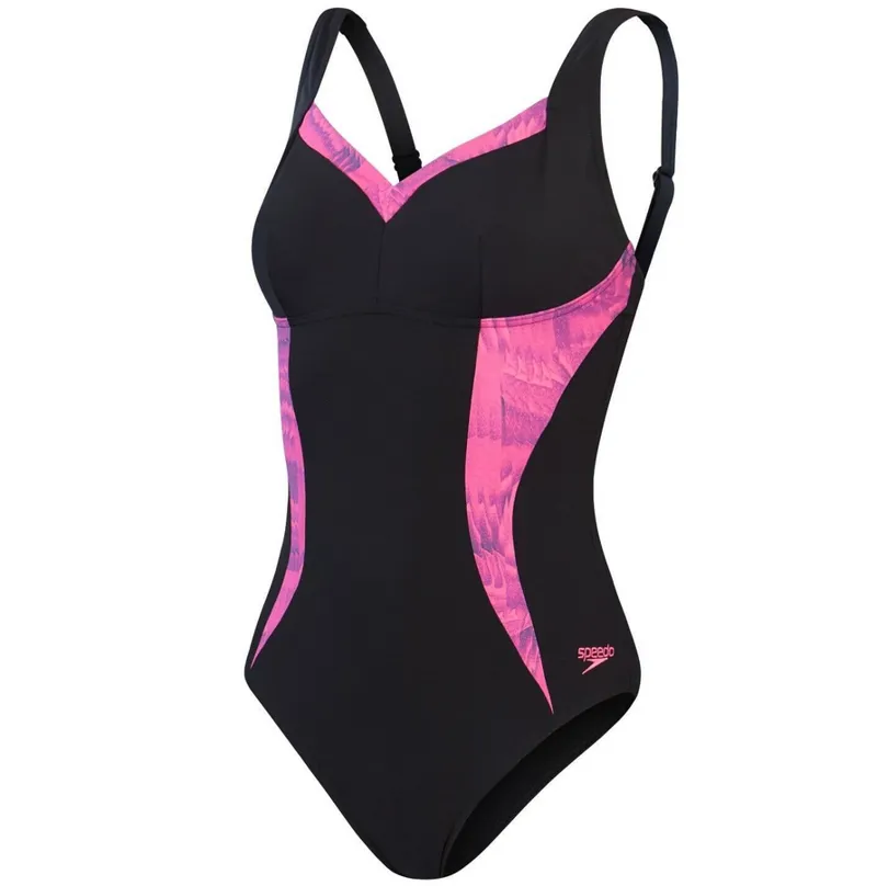 Speedo Women's Shaping Printed Lunaelustre 1 Piece Black/Pink